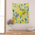 Lemon Blooms - Mint Wall Tapestry Gallery Image 2