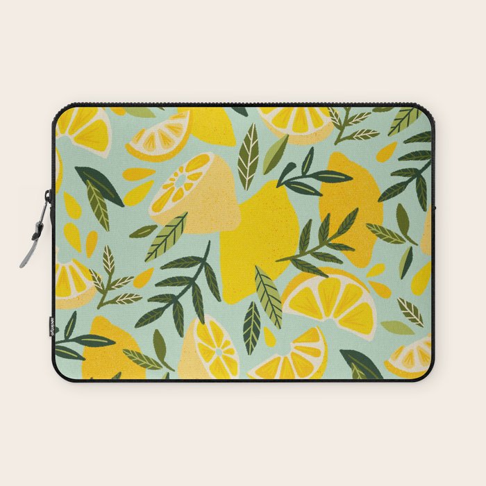 Lemon Blooms - Mint Laptop Sleeve Gallery Image 1