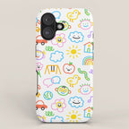 Colorful funny kid doodle art pattern iPhone Case Gallery Image 1