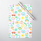 Colorful funny kid doodle art pattern Wrapping Paper Gallery Image 1