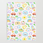 Colorful funny kid doodle art pattern Poster Gallery Image 4