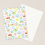 Colorful funny kid doodle art pattern Stationery Card Gallery Image 2