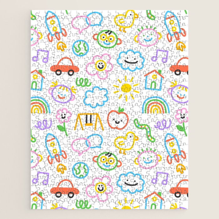 Colorful funny kid doodle art pattern Jigsaw Puzzle Gallery Image 1