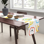 Colorful funny kid doodle art pattern Table Runner Gallery Image 2