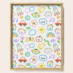 Colorful funny kid doodle art pattern Serving Tray Gallery Image 1