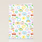 Colorful funny kid doodle art pattern Stationery Card Gallery Image 2