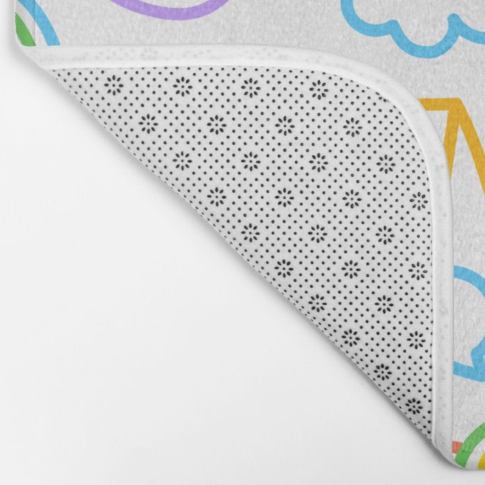 Colorful funny kid doodle art pattern Bath Mat Gallery Image 2