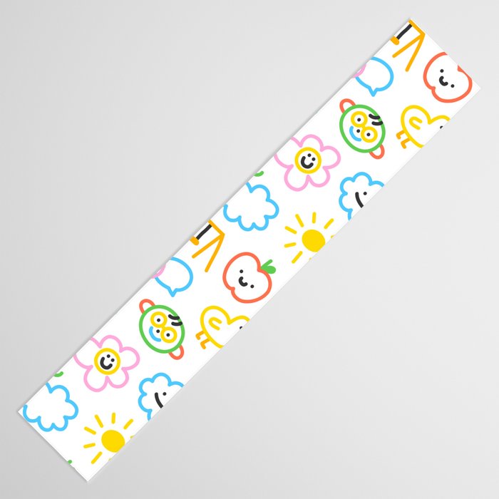 Colorful funny kid doodle art pattern Table Runner Gallery Image 3