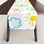Colorful funny kid doodle art pattern Table Runner Gallery Image 1