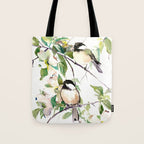 Chickadees and Dogwood Flowers Tote Bag Gallery Image 1
