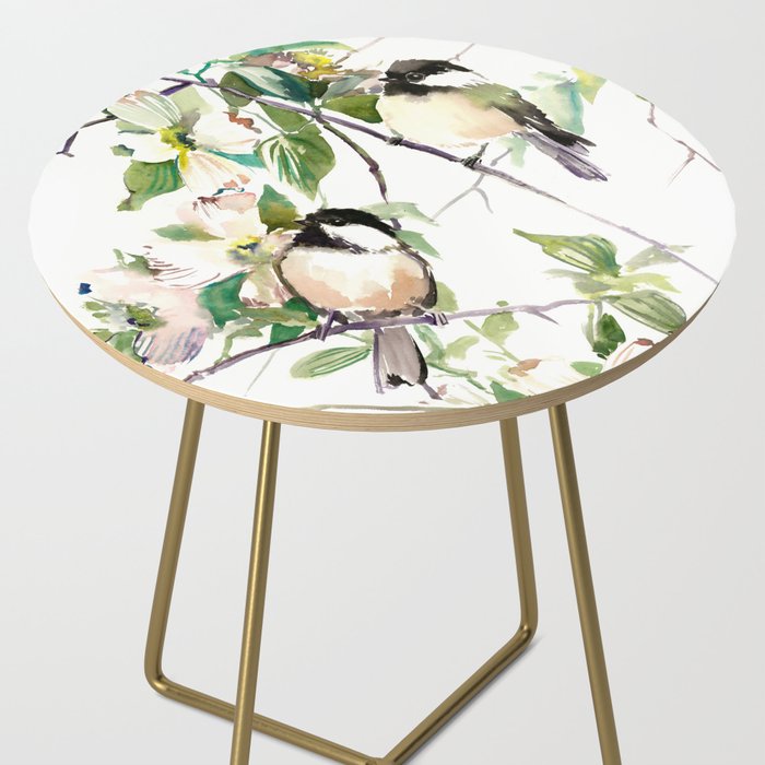 Chickadees and Dogwood Flowers Side Table Gallery Image 2
