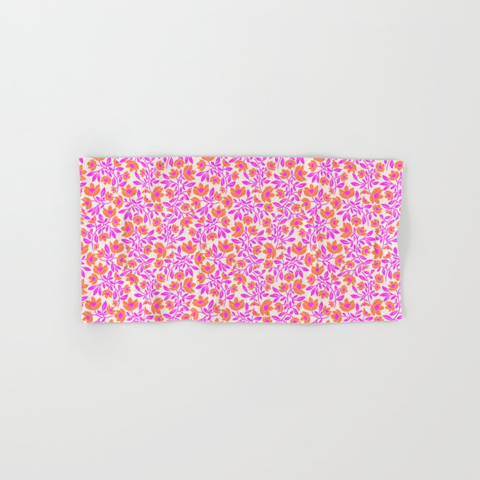 Tropical Blooms Pattern - Pink and Orange Bath Towel Gallery Image 1