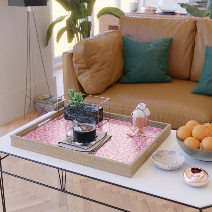 Tropical Blooms Pattern - Pink and Orange Serving Tray Gallery Image 2