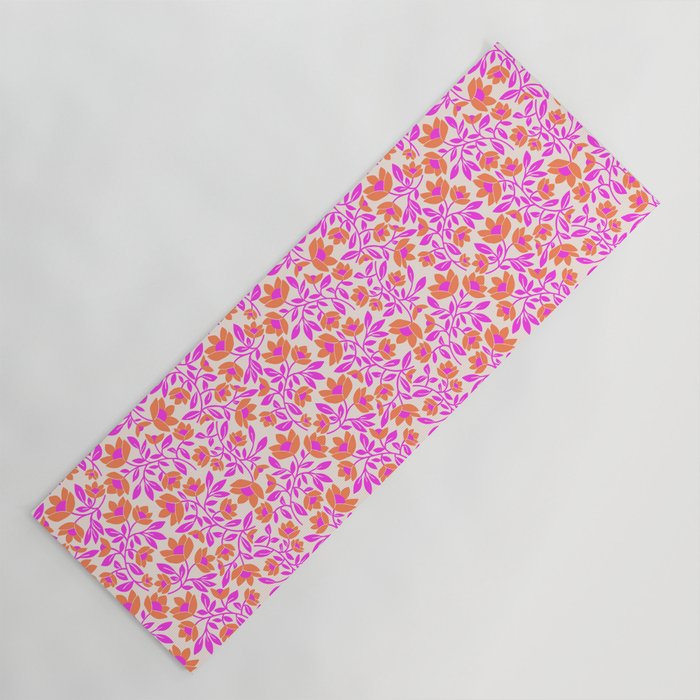 Tropical Blooms Pattern - Pink and Orange Yoga Mat Gallery Image 1