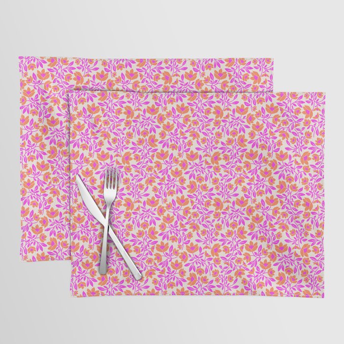 Tropical Blooms Pattern - Pink and Orange Placemat Gallery Image 1