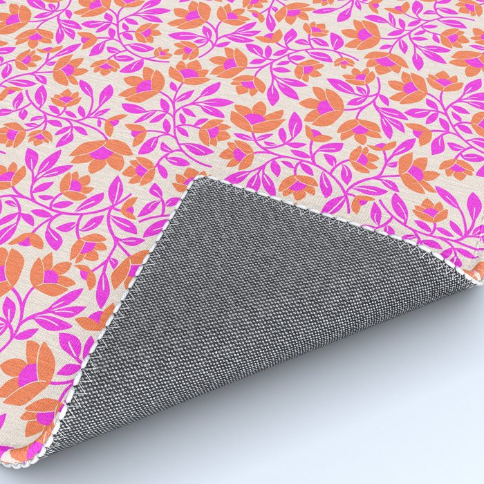 Tropical Blooms Pattern - Pink and Orange Rug Gallery Image 4