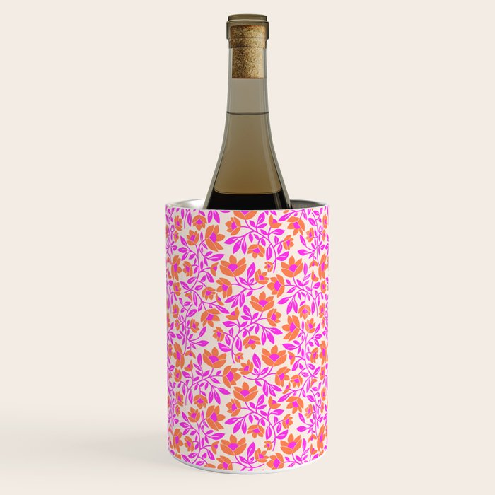 Tropical Blooms Pattern - Pink and Orange Wine Chiller Gallery Image 3