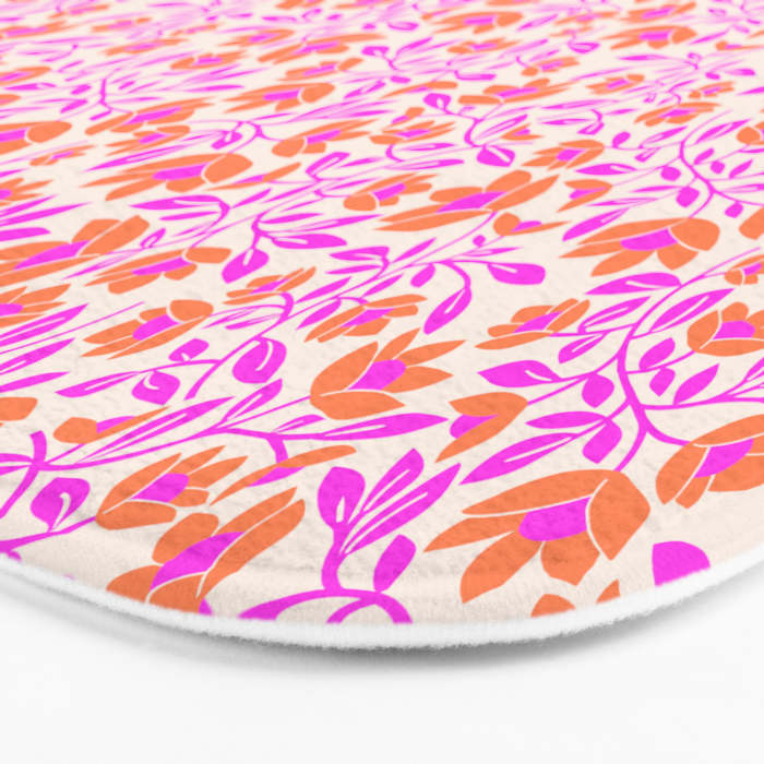 Tropical Blooms Pattern - Pink and Orange Bath Mat Gallery Image 3
