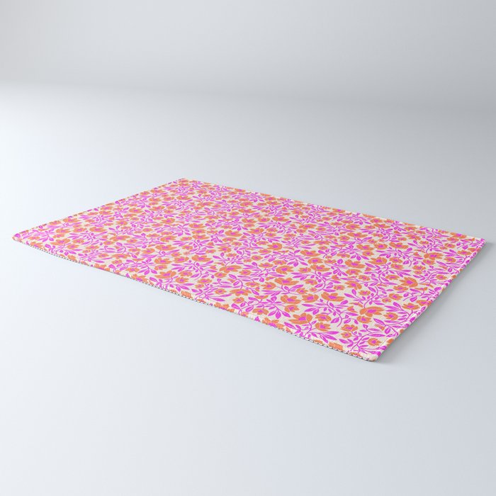 Tropical Blooms Pattern - Pink and Orange Rug Gallery Image 3