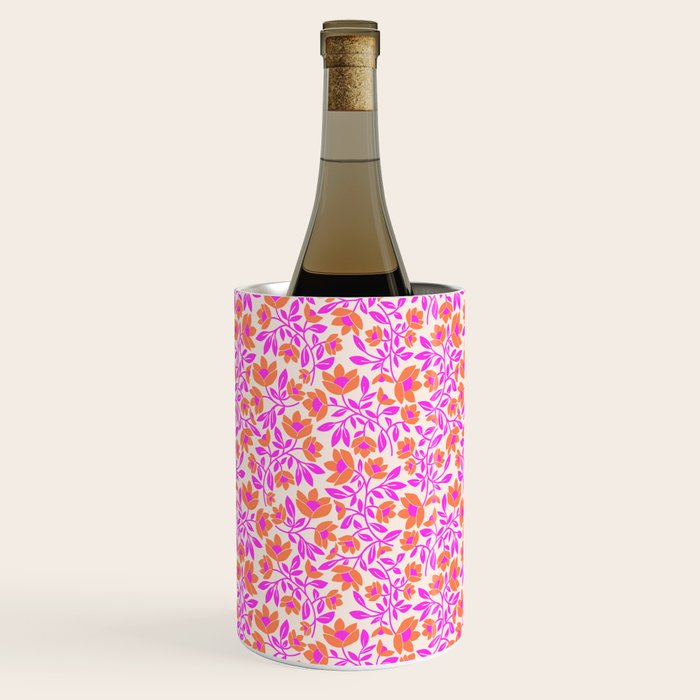 Tropical Blooms Pattern - Pink and Orange Wine Chiller Gallery Image 1