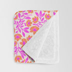 Tropical Blooms Pattern - Pink and Orange Throw Blanket Gallery Image 3