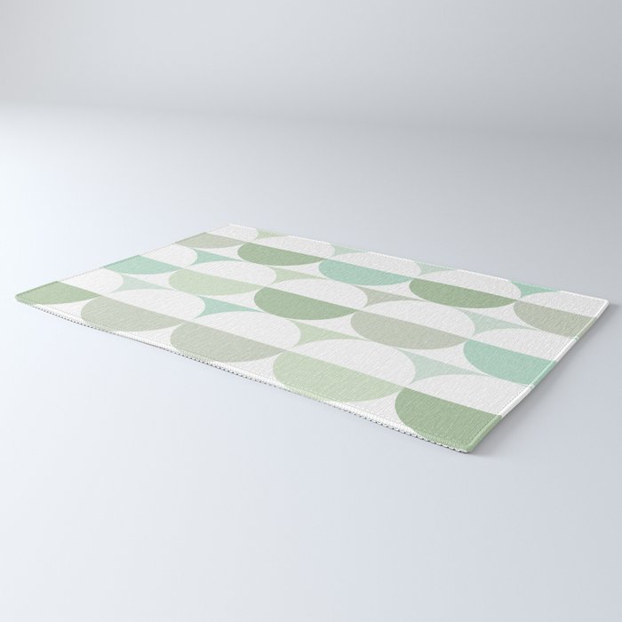 Mid-Mod geometric Sun and Moon tile - Sage Green Rug Gallery Image 3
