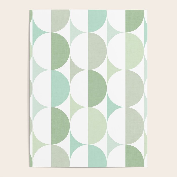 Mid-Mod geometric Sun and Moon tile - Sage Green Poster Gallery Image 4