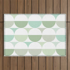 Mid-Mod geometric Sun and Moon tile - Sage Green Outdoor Rug Gallery Image 1