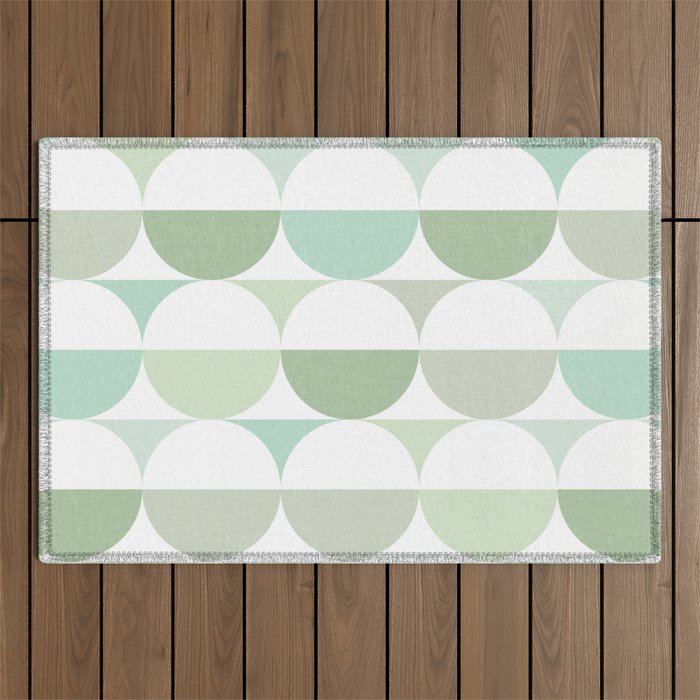 Mid-Mod geometric Sun and Moon tile - Sage Green Outdoor Rug Gallery Image 1