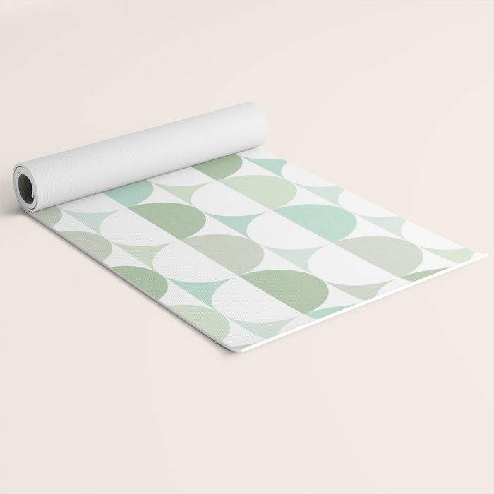 Mid-Mod geometric Sun and Moon tile - Sage Green Yoga Mat Gallery Image 2