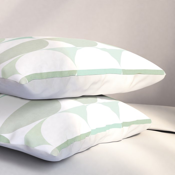 Mid-Mod geometric Sun and Moon tile - Sage Green Pillow Sham Gallery Image 3