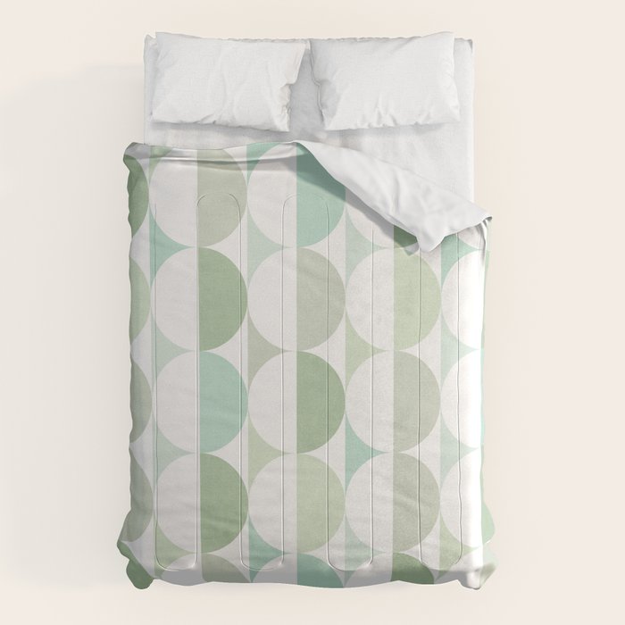 Mid-Mod geometric Sun and Moon tile - Sage Green Comforter Gallery Image 6