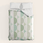 Mid-Mod geometric Sun and Moon tile - Sage Green Duvet Cover Gallery Image 6