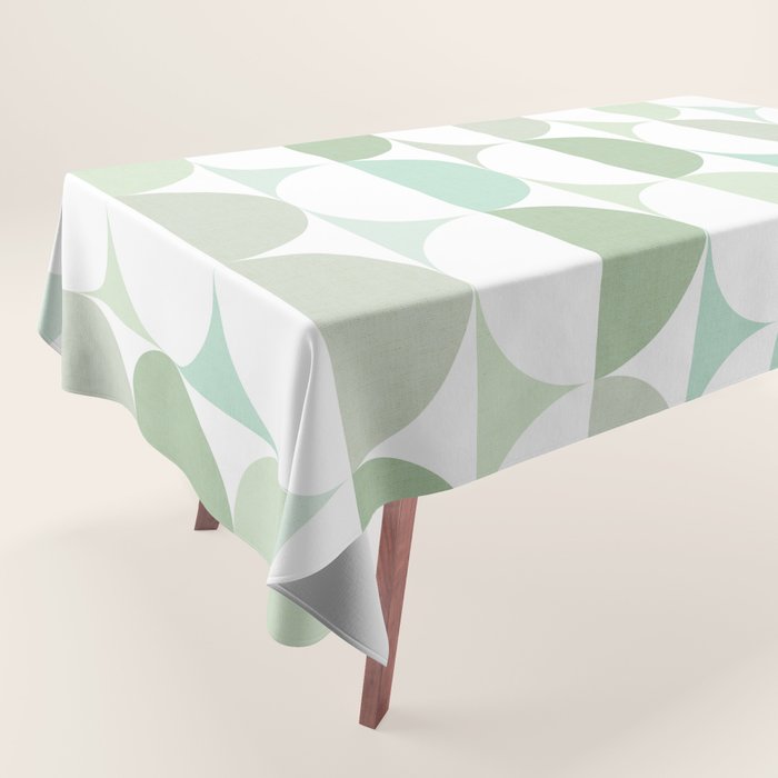 Mid-Mod geometric Sun and Moon tile - Sage Green Tablecloth Gallery Image 1