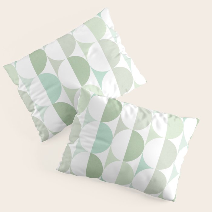 Mid-Mod geometric Sun and Moon tile - Sage Green Pillow Sham Gallery Image 3
