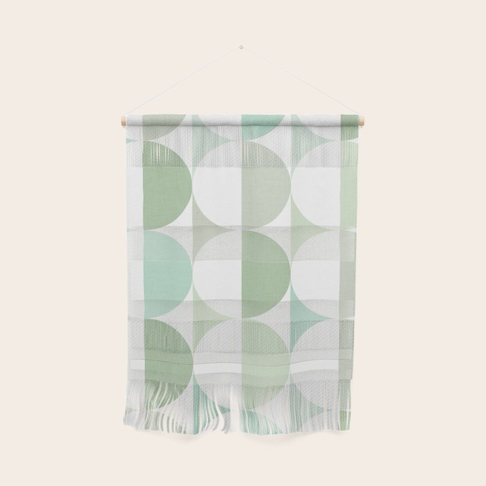 Mid-Mod geometric Sun and Moon tile - Sage Green Wall Hanging Gallery Image 1