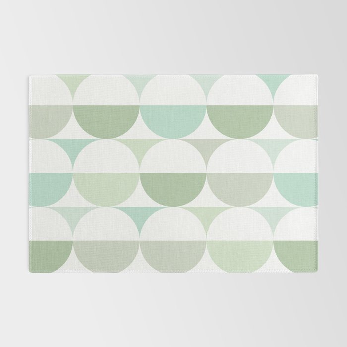 Mid-Mod geometric Sun and Moon tile - Sage Green Rug Gallery Image 2