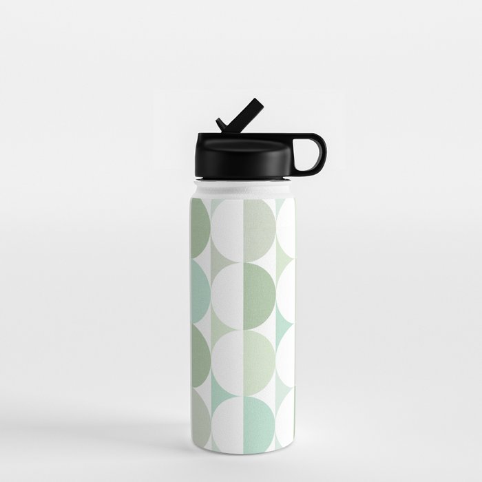 Mid-Mod geometric Sun and Moon tile - Sage Green Water Bottle Gallery Image 1
