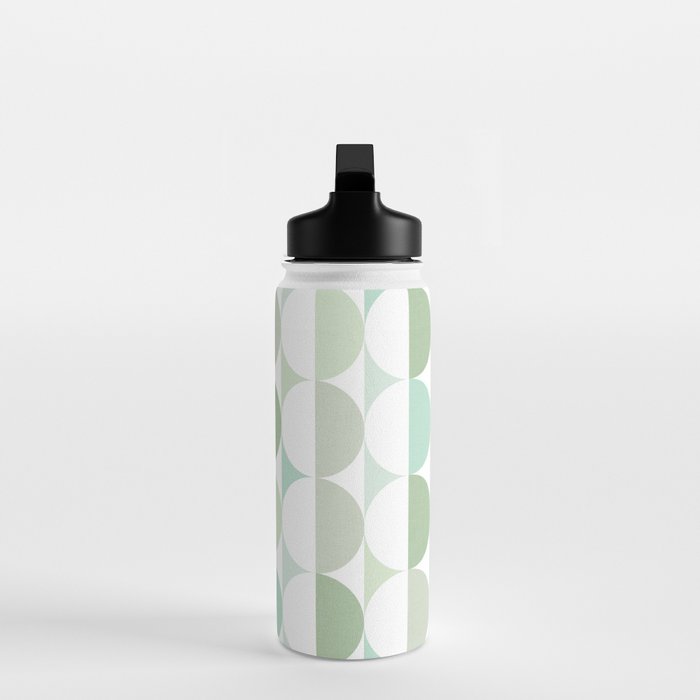 Mid-Mod geometric Sun and Moon tile - Sage Green Water Bottle Gallery Image 3