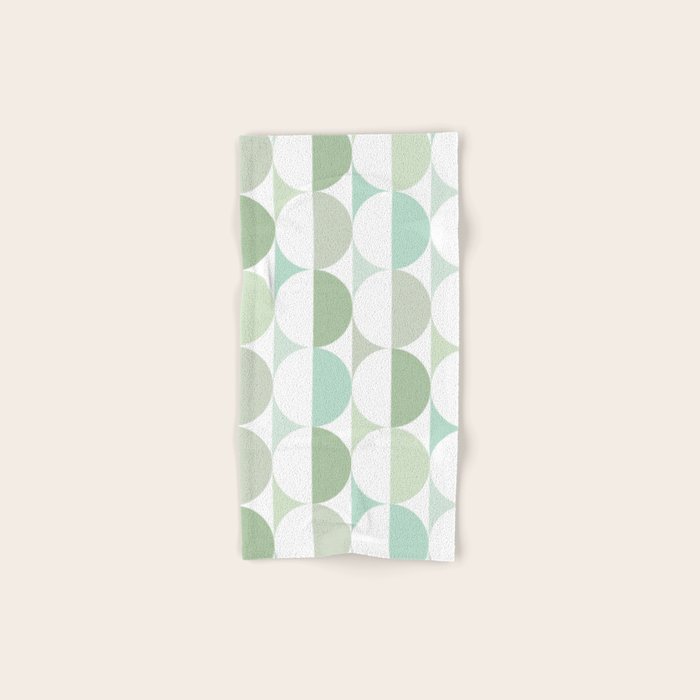 Mid-Mod geometric Sun and Moon tile - Sage Green Bath Towel Gallery Image 1