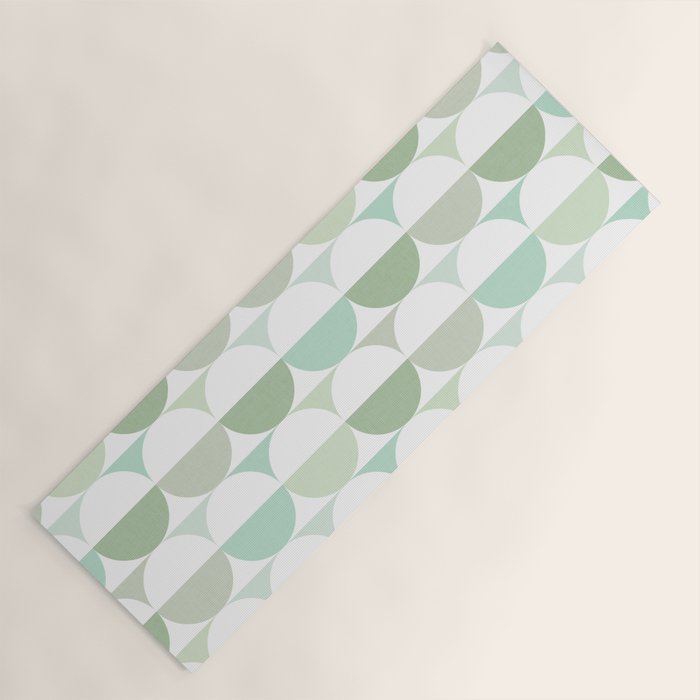Mid-Mod geometric Sun and Moon tile - Sage Green Yoga Mat Gallery Image 1