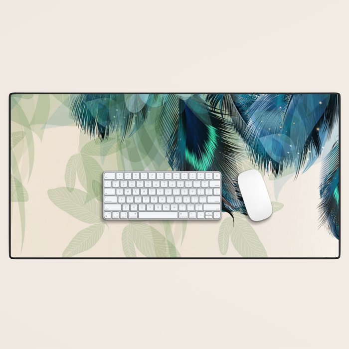 Beautiful Peacock Feathers Desk Mat Gallery Image 1