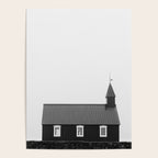 Chapel in Budir Iceland - Landscape Art Print, Black and White Photography Poster Gallery Image 4