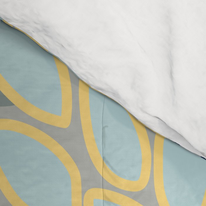 Modern, Color Block, Floral Prints, Blue and Yellow Comforter Gallery Image 4