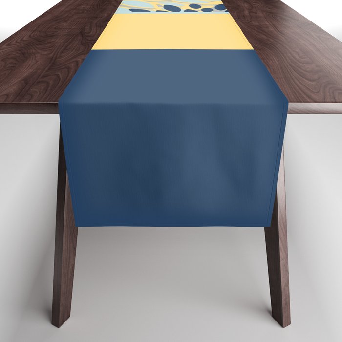 Modern, Color Block, Floral Prints, Blue and Yellow Table Runner Gallery Image 1