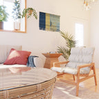 Modern, Color Block, Floral Prints, Blue and Yellow Wall Hanging Gallery Image 2