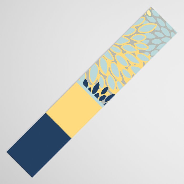 Modern, Color Block, Floral Prints, Blue and Yellow Table Runner Gallery Image 3