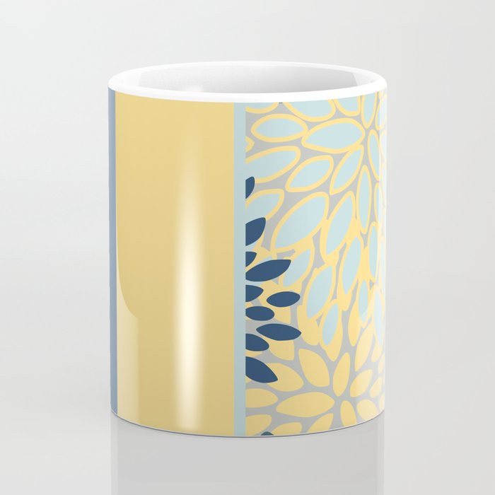 Modern, Color Block, Floral Prints, Blue and Yellow Coffee Mug Gallery Image 4