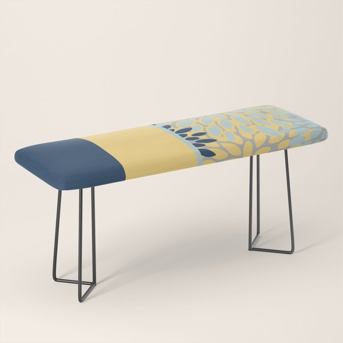 Modern, Color Block, Floral Prints, Blue and Yellow Bench Gallery Image 1
