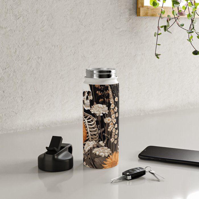 Bones and Blooms Skeleton Art Water Bottle Gallery Image 4